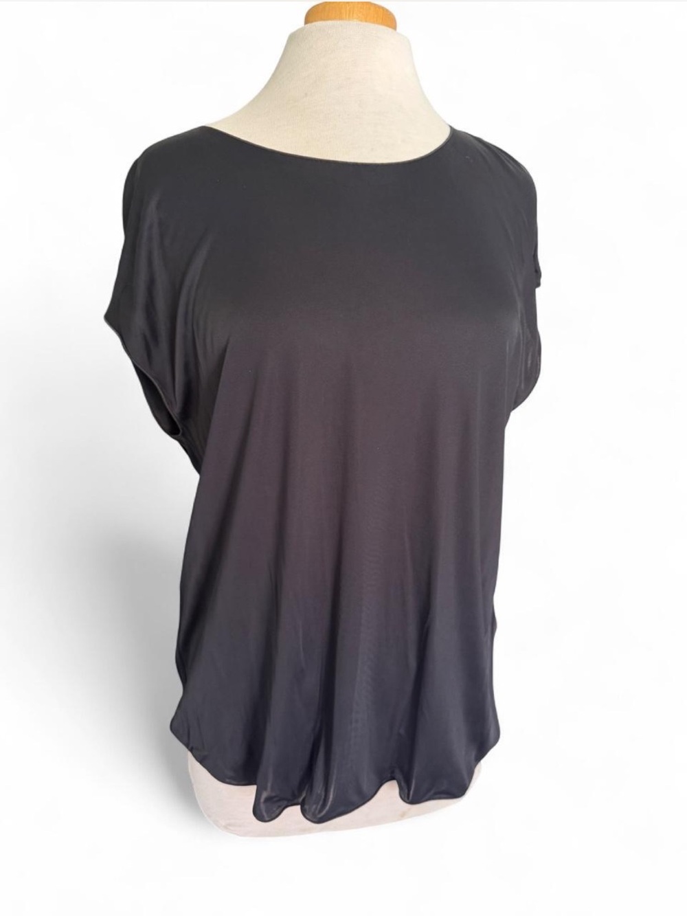 PIAZZA SEMPIONE Black Viscose Cap Sleeve Top - Size IT 46 / US 10
